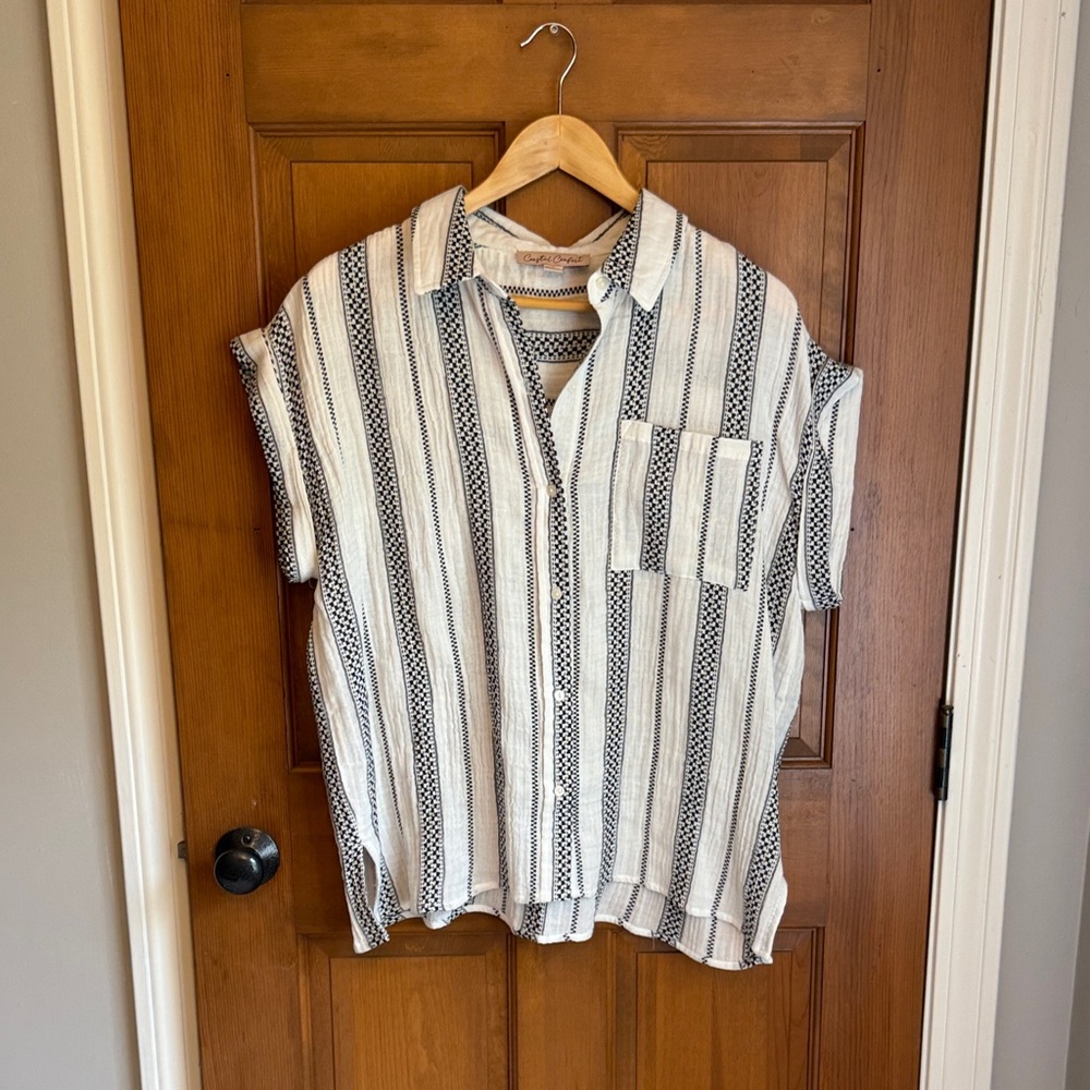 Striped Short Sleeve Button-Up Shirt
